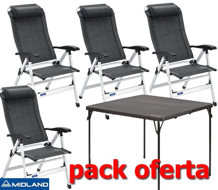 Pack Mesa Outwell + 4 Sillas Midland Confort Maxi