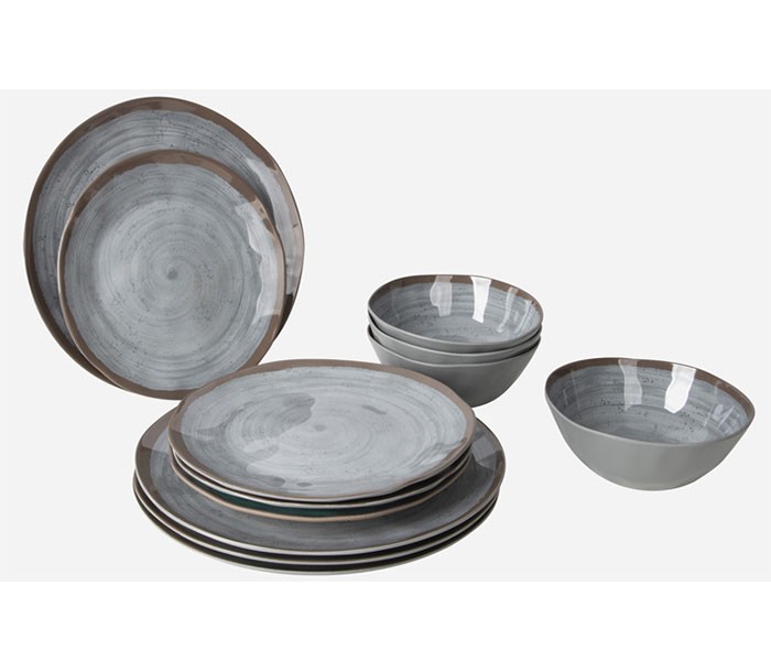Vajilla de Melamina Halo Grey 12 Pzas