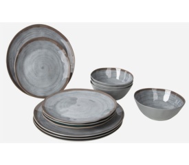 Vajilla de Melamina Halo Grey 12 Pzas