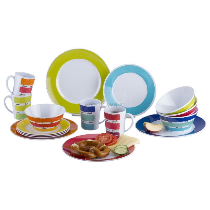 Vajilla melamina 16pz colors - Cocina camping