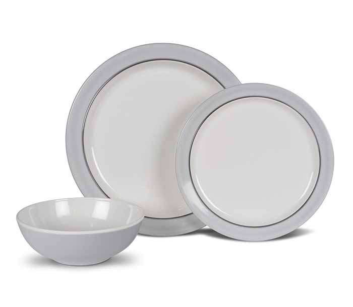 Set Vajilla Melamina Classic Grey 12 Pzas