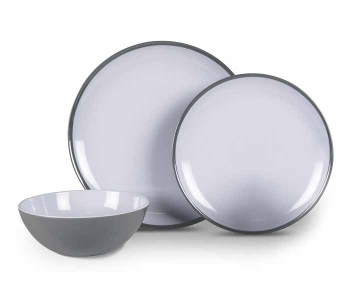 Set Vajilla Melamina Fog Gris 12 Pzas